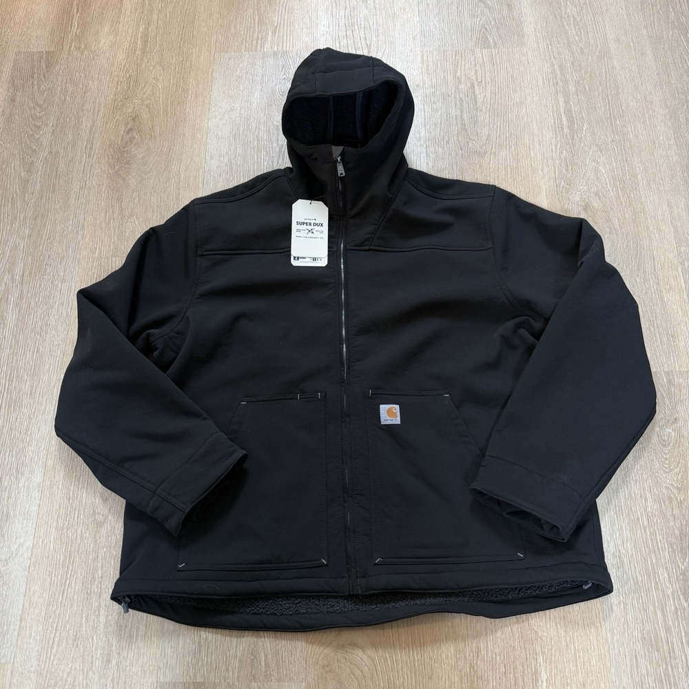 Carhartt Super Dux Relaxed Fit Rain Defender Sherpa Lined Jacket Mens 2XLT Black